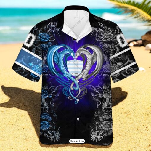 Personalized Racing 92 Rugby Rose Dragons Design Hawaiian Shirt