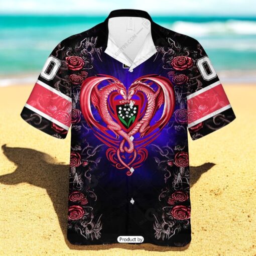 Personalized RC Toulonnais Rugby Rose Dragons Design Hawaiian Shirt