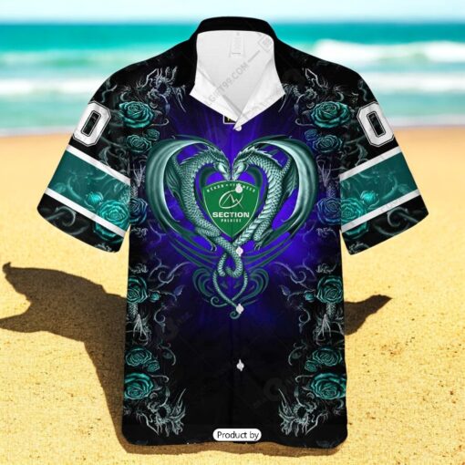 Personalized Section Paloise Rugby Rose Dragons Design Hawaiian Shirt