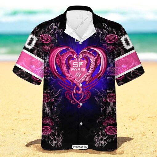Personalized Stade Francais Paris Rugby Rose Dragons Design Hawaiian Shirt