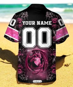 Personalized Stade Francais Paris Rugby Rose Dragons Design Hawaiian Shirt