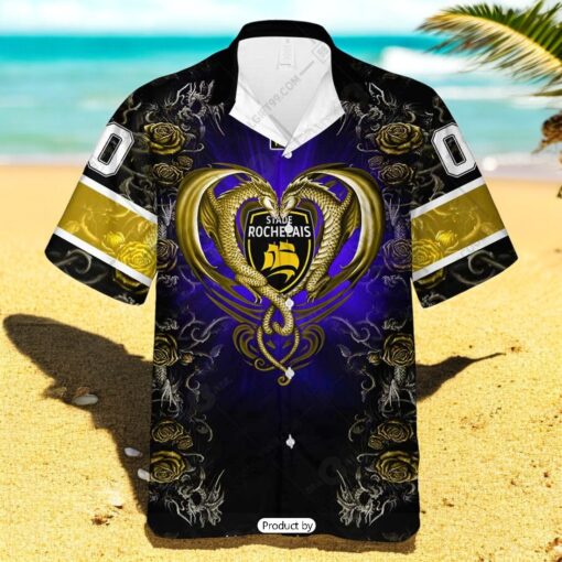 Personalized Stade Rochelais Rugby Rose Dragons Design Hawaiian Shirt