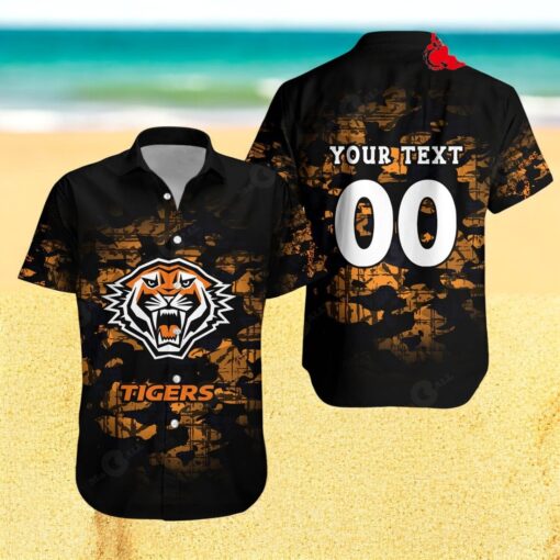 Personalized Wests Tigers NCAA Camouflage Vintage NRL Hawaiian Shirts