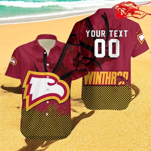 Personalized Winthrop Eagles NCAA Basketball Net Grunge Pattern Hawaiian Shirts
