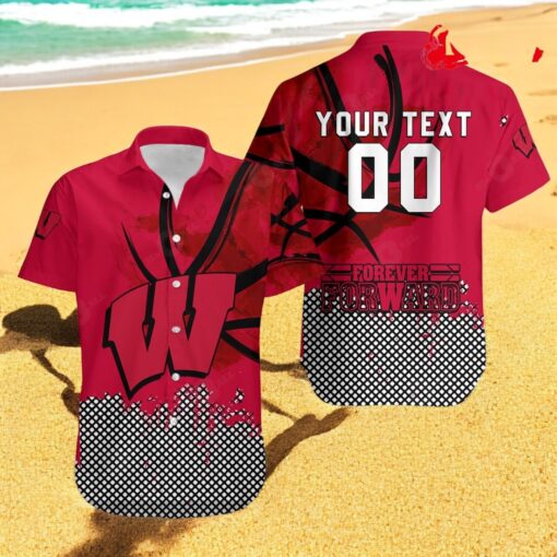 Personalized Wisconsin Badgers NCAA Basketball Net Grunge Pattern Hawaiian Shirts