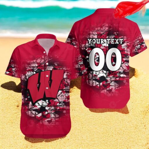 Personalized Wisconsin Badgers NCAA Camouflage Vintage Hawaiian Shirts