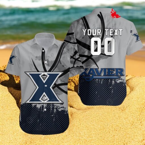 Personalized Xavier Musketeers NCAA Basketball Net Grunge Pattern Hawaiian Shirt