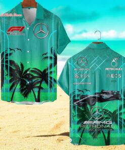 Petronas Mercedes Palm Tree Hot Summer Hawaiian Shirt