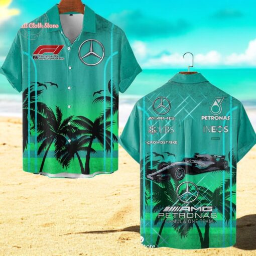 Petronas Mercedes Palm Tree Hot Summer Hawaiian Shirt