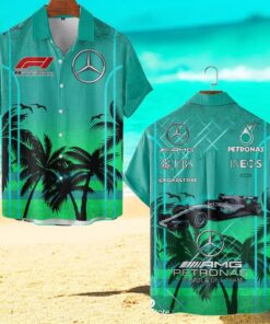 Petronas Mercedes Palm Tree Summer Hawaiian Shirt