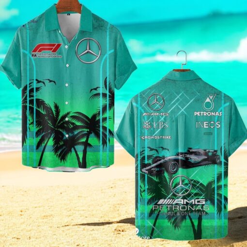 Petronas Mercedes Palm Tree Summer Hawaiian Shirt