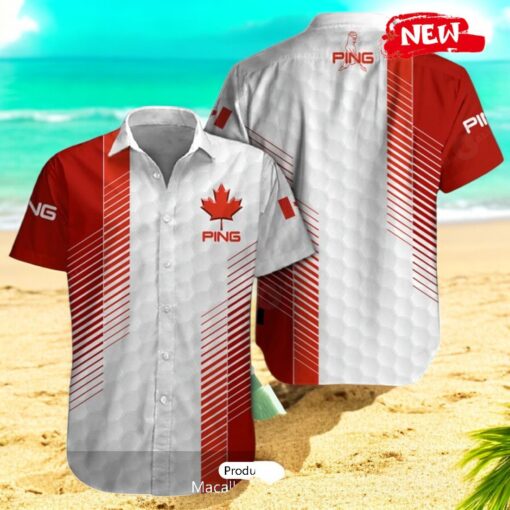 PING x Canada 3D Flag White Red Hawaiian Shirt