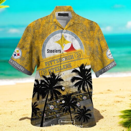 Pittsburgh Steelers NFL Palm Tree Pattern For Sports Fans Unisex Hawaiian Shirt