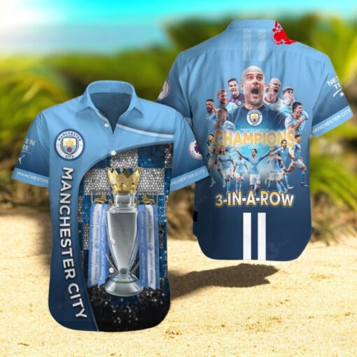 Premier League Champions Manchester City 3 In A Row V1 Hawaiian Shirt