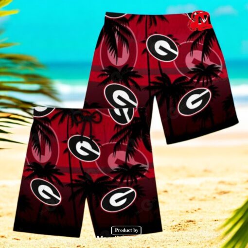 Premium Georgia Bulldogs Sports Coconut Tree Luxury Red Hawaiian Shirt