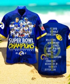 Premium La Rams NFL LVI Super Bowl Champions Blue Hawaiian Shirt