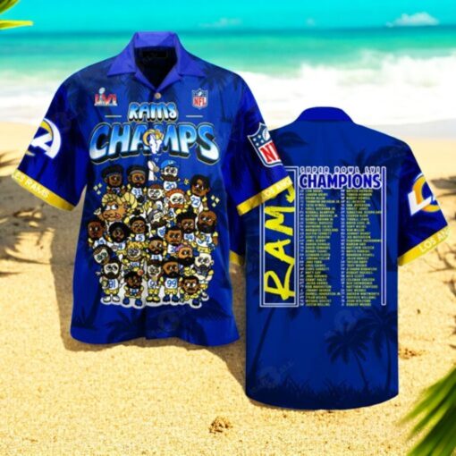 Premium La Rams NFL Super Bowl LVI Champs Blue Hawaiian Shirt