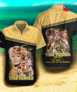 Queen Of Rock N’Roll Tina Turner 1939 Thank You For The Memories Signatures Gold Hawaiian Shirt
