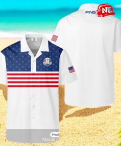 Ryder Cup x PING 3D Stars Lines White Hawaiian Shirt