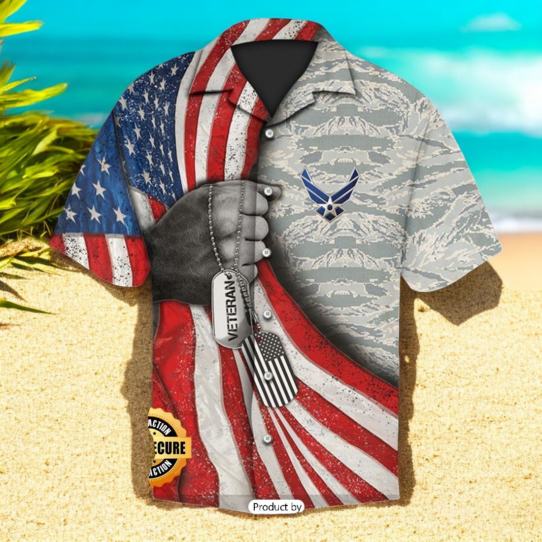 SALE Hand With Dog Tags And American Flag Air Force Veterans Day Hawaiian Shirt