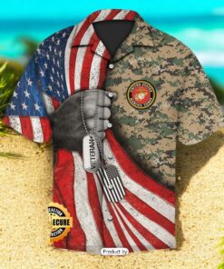 SALE Hand With Dog Tags And American Flag Marine Corps Veterans Day Hawaiian Shirt
