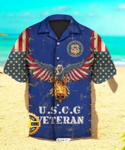 SALE United States Coast Guard Reserve U.S.C.G Veteran Eagle And Fire Skull American Flag Veterans Day Hawaiian Shirt