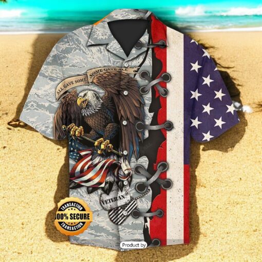 SALE US Army All Gave Some Some Gave All Eagle With American Flag And Dog Tags Veterans Day Hawaiian Shirt