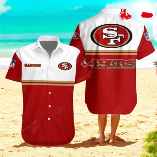 San Francisco 49ers NFL 2Line Logo Patterns Hawaiian Shirt
