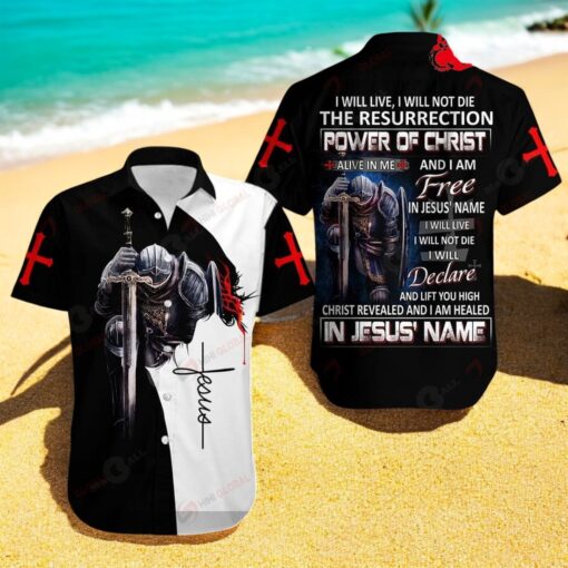 The Resurrection Power Of Christ Jesus Black Over Printed Hawaiian Shirt