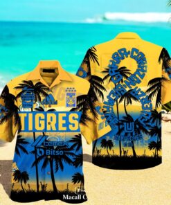 Tigres UANL Campeon Liga Coconut Tree Yellow Football Sports Hawaiian Shirt
