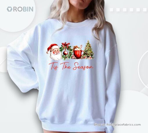 Tis The Season Santa Coffee Ornament Candy And Tree Christmas Unisex Shirt