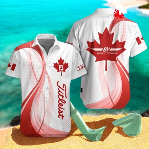 Titleist x Canada Flag Luxury Premium Golf Mix Red White Hawaiian Shirt