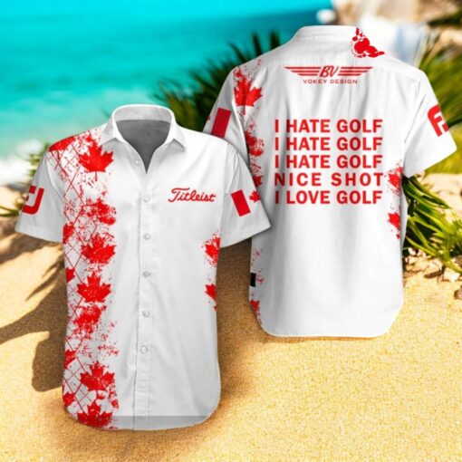 Titleist x Canada Flag Special Golf Grids Mix Red White Hawaiian Shirt