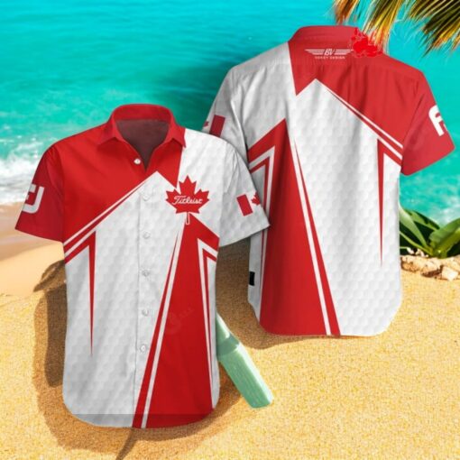 Titleist x Canada Flag Special Golf Mix Red White Hawaiian Shirt