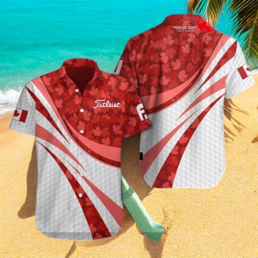 Titleist x Canada Flag Special Premium Golf Lines Mix Red White Hawaiian Shirt
