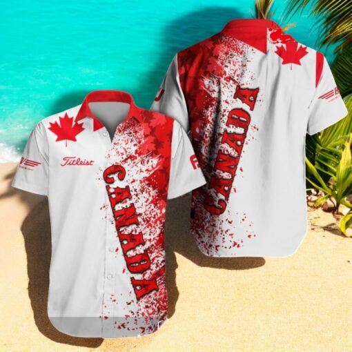 Titleist x Canada Flag Special Premium Golf Paints Mix Red White Hawaiian Shirt