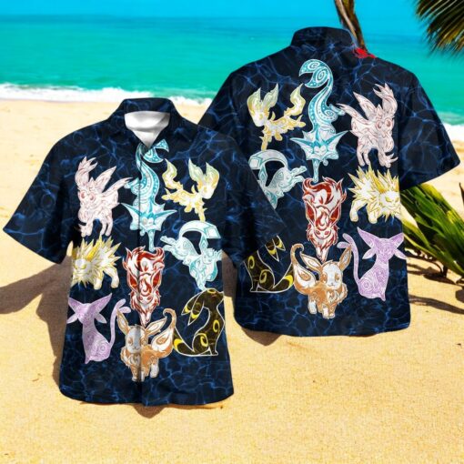Tribal Style Pokemon Eevee Evolution Design Hawaiian Shirt