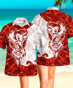 Tribal Style Pokemon Eevee Flareon Design Hawaiian Shirt