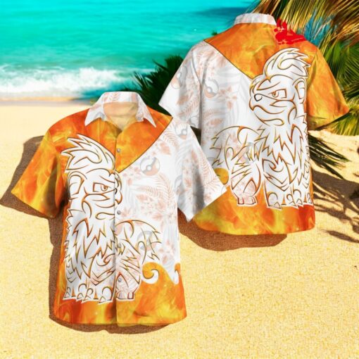 Tribal Style Pokemon Growlithe Design Hawaiian Shirt