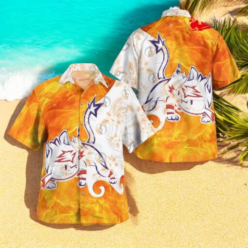 Tribal Style Pokemon Litten Design Hawaiian Shirt