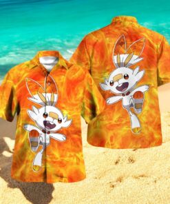 Tribal Style Pokemon Scorbunny Design Hawaiian Shirt