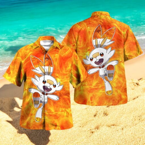 Tribal Style Pokemon Scorbunny Design Hawaiian Shirt