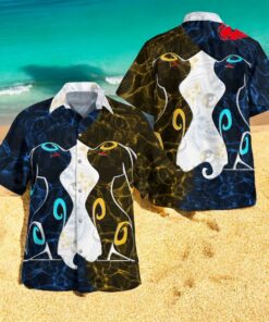 Tribal Style Pokemon Umbreon And Shiny Umbreon Design Hawaiian Shirt