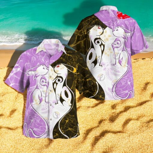 Tribal Style Pokemon Umbreon And Shiny Umbreon Ver 2 Design Hawaiian Shirt