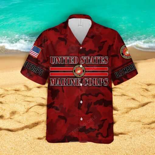 United States US Marines Corps Red Design Hawaiian Shirt
