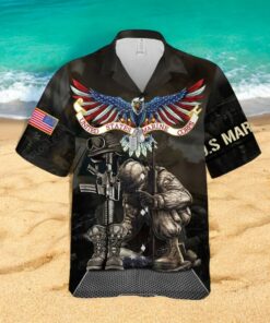 US Marine Corps Combatant Black Design Hawaiian Shirt