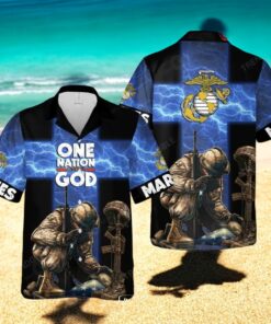 US Marine Corps One Nation Under God Design Hawaiian Shirt
