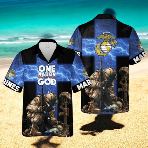 US Marine Corps One Nation Under God Design Hawaiian Shirt
