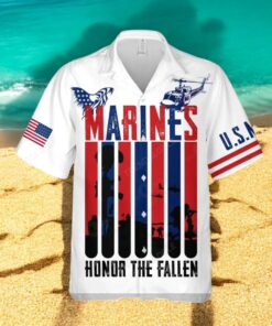 US Marine Honor The Fallen White Design Hawaiian Shirt US Marine Honor The Fallen White Design Hawaiian Shirt