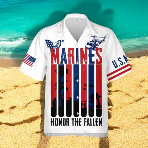 US Marine Honor The Fallen White Design Hawaiian Shirt